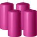 Enlightening Candles Bougie cylindrique/bougie pilier - 4x - fuchsia rose - D6 x H15 cm - 58 heures de combustion