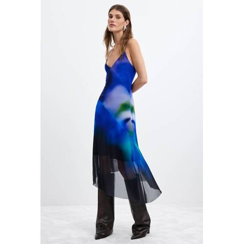 Desigual midi jurk met print - blauw