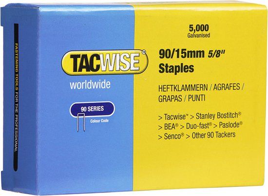 Tacwise Type 90 - 15 mm Galvanized Staples - 5000 Pieces