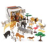 Terra by Battat Terra 60-delige dierenfiguren, verzameling, jungledieren, safari-speelgoedset – tijger, lowe, giraf, zebra, olifant en meer – speelgoed vanaf 3 jaar