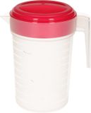 Plasticforte Waterkan met deksel - 1 liter - fuchsia roze/ transparant - kunststof - schenkkan karaf