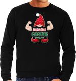 Bellatio Decorations foute kersttrui/sweater heren - Sterkste gnoom - zwart - Kerst kabouter S