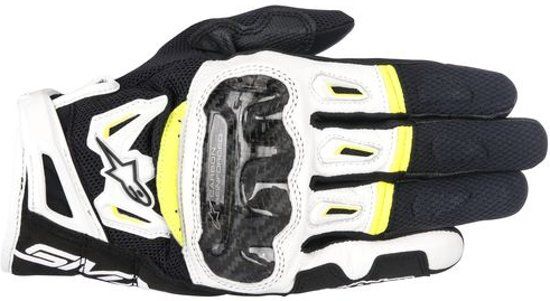 Alpinestars SMX-2 AIR CARBON V2 ZWART WIT GEEL MOTORHANDSCHOENEN M