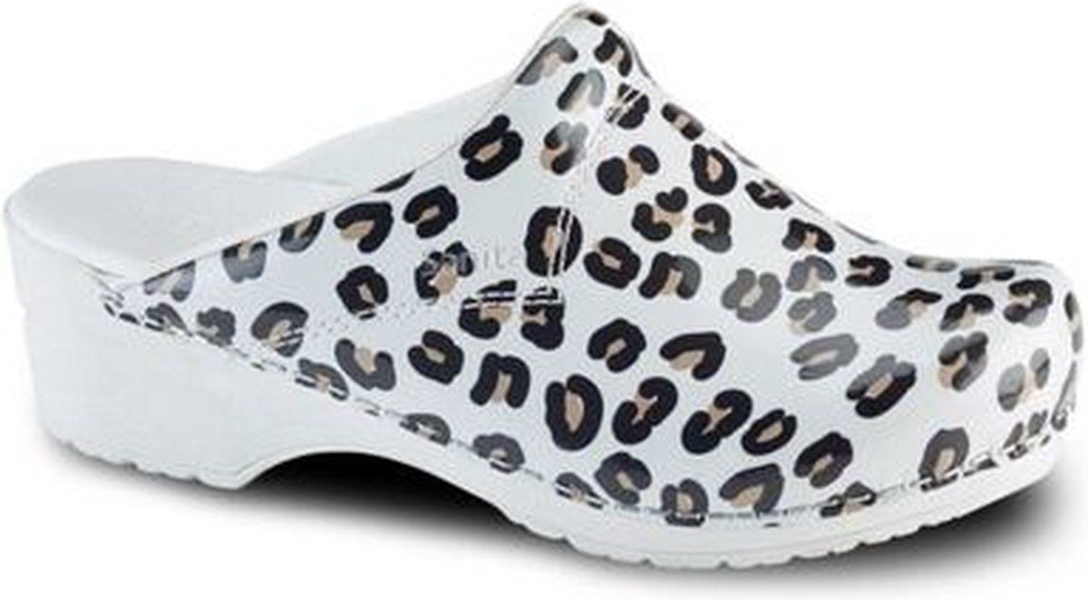 Sanita 8679 Flex Wildlife Leopard open klompen 39 - wit
