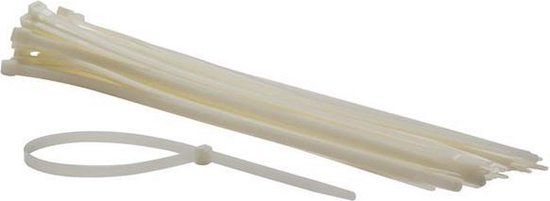Perel Set nylon kabelbinders 8.8x500mm - Wit, UV-bestendig, 50 st.