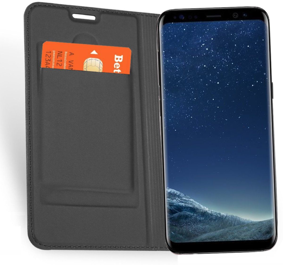 iCall Samsung Galaxy S8 - Lederen Wallet Hoesje Grijs - Book Case