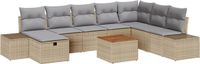 vidaXL Tuinbank Set 9 st Beige polyrattan