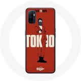 Maniacase Hoesje voor Oppo A53 La casa de papel Tokyo Fanart logo Rode achtergrond