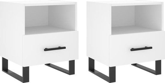 vidaXL Nachtkastjes - 2 stuks - Bewerkt Hout - Wit