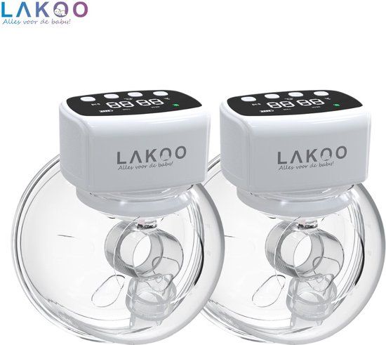LAKOO® - Elektrische Borstkolf - Dubbel - Draadloos - Wit - 2 Stuks - BPA-vrij