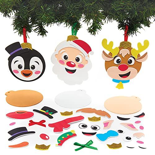 Baker Ross FX383 Kerstfiguur Kerstbal Decoratie sets - Set van 8, Kinder Kerstmis Decoraties kunst set, schuim Kunst en Knutsel Kerst Decoraties