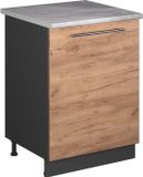 Vicco Wastafelkast Fame-Line, Goudkleurig Eiken/Antraciet, 60 cm