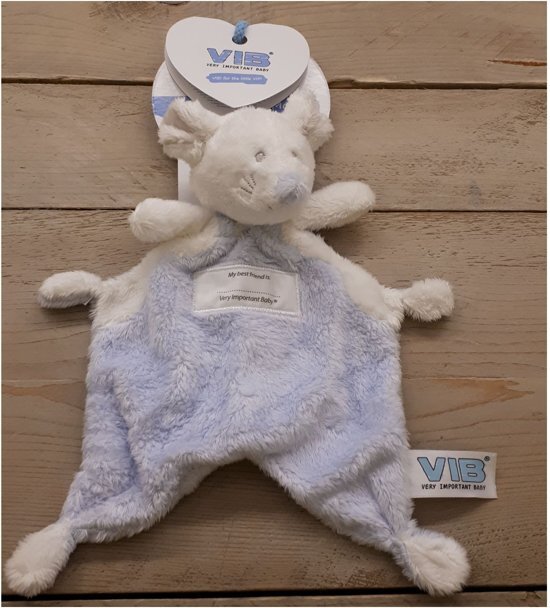 VIB Pluche knuffel muis Doudou blauw Very Important Baby VIB