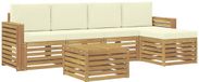 vidaXL - Buiten bank set 6-delig Wit en crèmekleurig Polyester