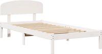 vidaXL Bedframe met hoofdeinde, wit, 90 x 190 cm, massief grenenhout