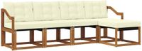 vidaXL - Bank loungeset - 5 zitplekken - Natuurlijk en crème - Acacia hout