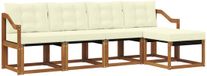 vidaXL - Salon d'angle - 5 places assises - Naturel et crème - Acacia bois
