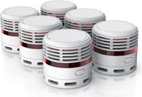 Brandson Rookmelder, set van 6 stuks. Lithiumbatterij met een levensduur van 10 jaar. Foto-elektrische rookmelder conform EN 14604. Alarmvolume: 85 dB. Testknop, LED-indicator, stille modus. Wit. Inhoud: 6 stuks