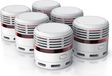 Brandson Rookmelder, set van 6 stuks. Lithiumbatterij met een levensduur van 10 jaar. Foto-elektrische rookmelder conform EN 14604. Alarmvolume: 85 dB. Testknop, LED-indicator, stille modus. Wit. Inhoud: 6 stuks