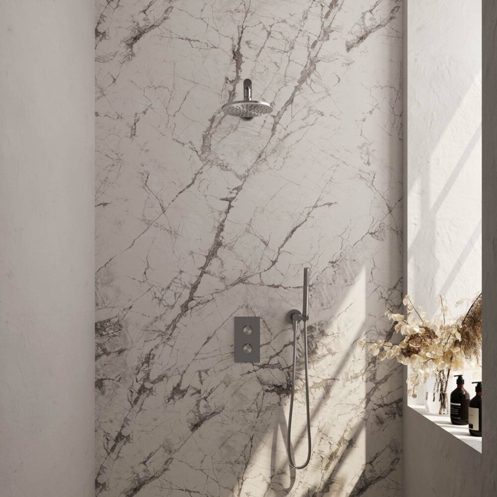 Brauer Brushed Carving Thermostatische Inbouw Regendoucheset - RVS Geborsteld PVD