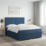 vidaXL Boxspringbed met matras en hoofdeinde, blauw, 160 x 200 cm, stof