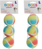 Pets Collection Jouet pour chien - 6x balles de tennis - caoutchouc - 6,5 cm - couleurs arc-en-ciel