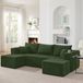 OKWISH Canapé d'angle 230 x 138 cm - Modulaire 3 places en L avec ottomans déplaçables - Porte-gobelets et poches latérales - Tissu côtelé - Vert