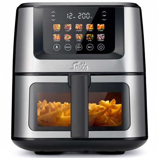 Solis Air Fry & Dry XL - Multifunctionele Heteluchtfriteuse - 7.5L - Zwart