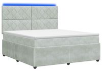 vidaXL LED Boxspringbed met Matras, Lichtgrijs, 180 x 200 cm, Fluweel