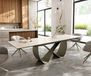 DELIFE Table à manger Edge 200-300x100 céramique Laminam® Travertino Bianco crème-blanc Infinity métal effet finition titanee extensible