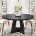 Table de salle à manger en cuir de bovin - Table de salle à manger 120 cm - Convient pour un maximum de 8 personnes - Style maison de campagne moderne - Table de salle à manger ronde pour la salle à manger - Noir