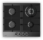 Klarstein Verosteel Gaskookplaat 60 cm – 4 branders 8000 W, glas en roestvrij staal, elektrische ontsteking, vlambeveiliging, LPG & aardgas, set inbegrepen, roestvrij staal zwart