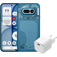 Nothing Phone (4a) 256GB Blauw 5G + BlueBuilt Oplader met Usb C Poort 45W Wit