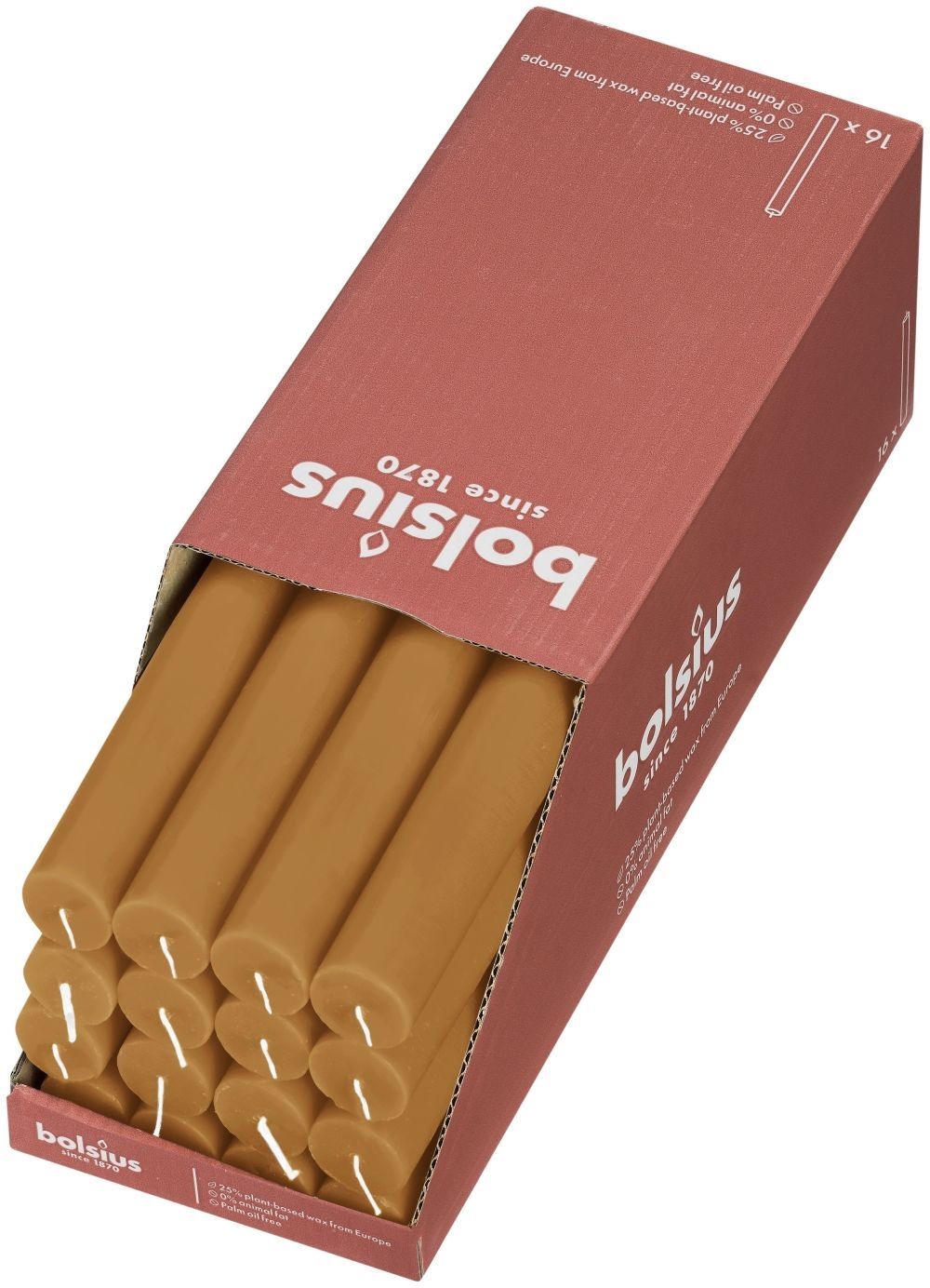 Bolsius Rustiek Tafelkaarsen 16st HYW - Geel