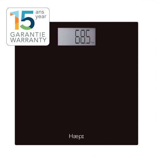 Haepi - Digitale Personenweegschaal - Zwart - 180 kg - 15 Jaar Garantie