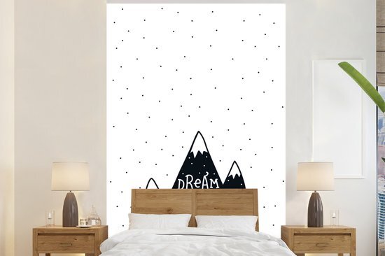 Nr1Wallpaper Behang - Fotobehang Kinderillustratie van een berg met de quote Dream big little one - Breedte 225 cm x hoogte 350 cm