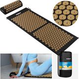Rebel Active Acupressuurmat met Spikes - Set met Kussen - Zwart;Goud - 110x42cm