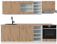 Vicco R-Line Complete keukeneenheid – 240 cm, WB Eik Artisanaal eiken/wit