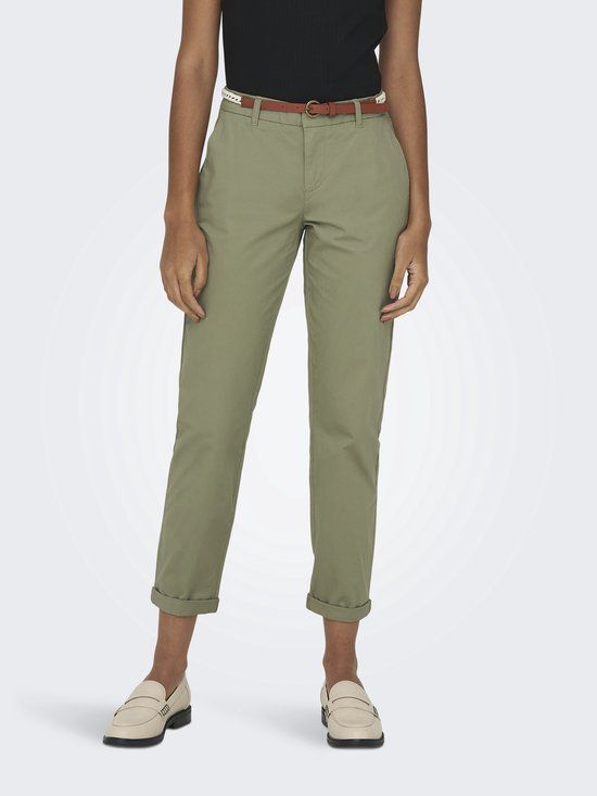 ONLY Onlbiana Chino Broek - Groen - Maat 40/32 - Vrouw