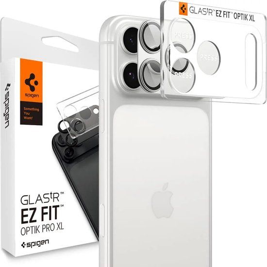 Spigen Camera Lens Protector Geschikt voor Apple iPhone 17 Pro - Glas.tR EZ Fit Optik Pro XL - 9H Tempered Glass - Gemakkelijke Installatie - Zilver 1-Pack