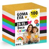 OFITURIA Verpakking met 100 vellen EVA-kunststof, decoratieve kleuren, formaat 20 x 15 cm, 10 verschillende kleuren
