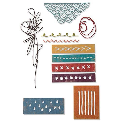 Sizzix Thinlits Die Set 11 Pack 664436, Media Marks van Tim Holtz, Papier, Veelkleurig, One Size