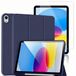 Casemania Hoes en Glas Geschikt voor Apple iPad 2025 (A16) & 2022 10e Gen - Donker Blauw - Smart Cover met Pencil Houder Uitsparing & Glazen Screenprotector