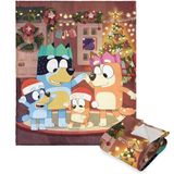 Northwest Bluey Silk Touch Sherpa Gooi Deken, 50" x 60", Familie Kerstmis