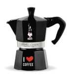 Bialetti Moka Express I Love Coffee - Cafetière italienne - Noir - 3 tasses - 130ml