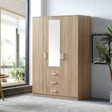 en.casa Bodolz Kledingkast 176x120x52 cm met 3 lades Sonoma eiken