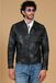 D'Arienzo Blouson cuir plongé noir camouflage aspect lisse col mao Taille