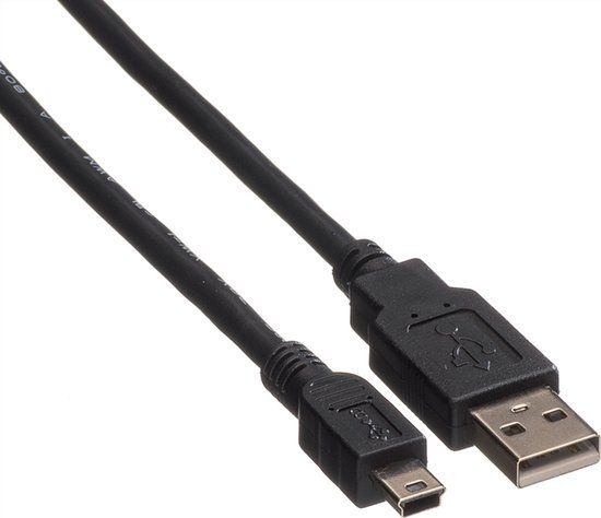 ROLINE USB 2.0 Kabel, type A - 5-Pin Mini, zwart, 1,8 m