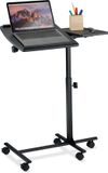 Merkloos Relaxdays Laptoptafel in hoogte verstelbaar op wielen kantelbaar tafelblad HBD 65-85 x 61 x 40 cm zwart