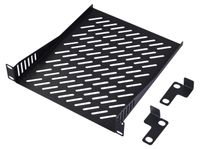 Merkloos Rackplank 1HE - Vakbodem 10 inch - 260 mm diep - Geventileerd - Zwart